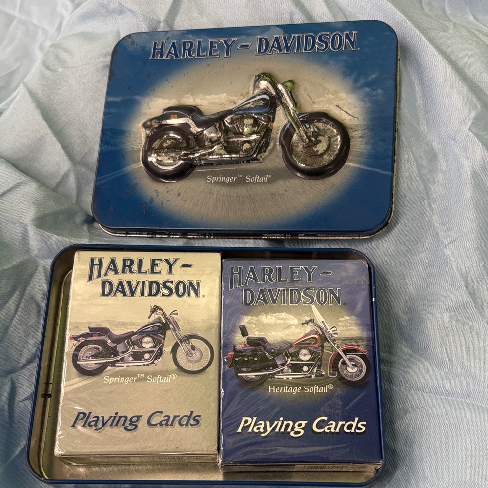 Harley-Davidson Blue and Silver Playing Cards Set Vintage Cards Sealed 2001